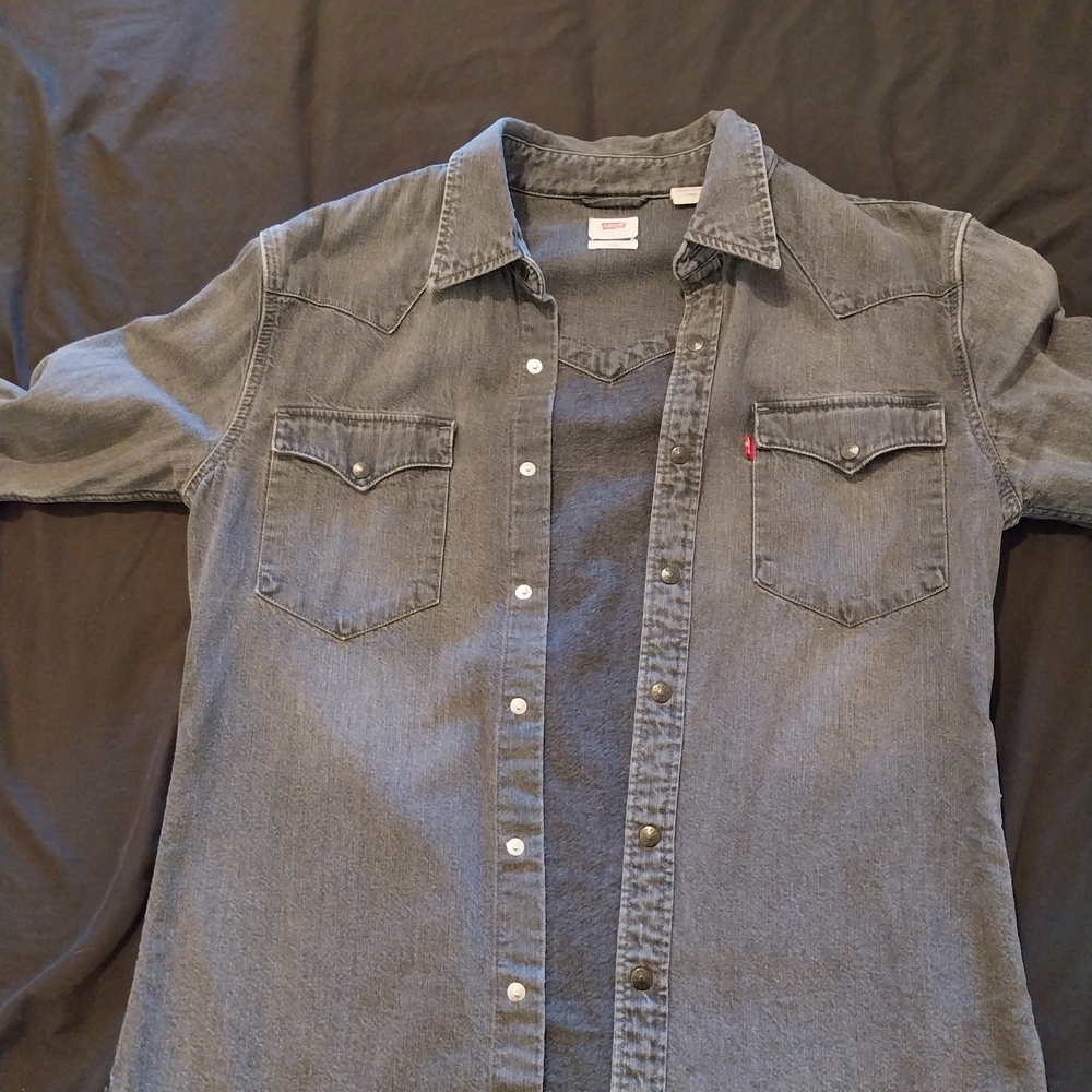 Levi's Gray Denim Button-Up Shirt